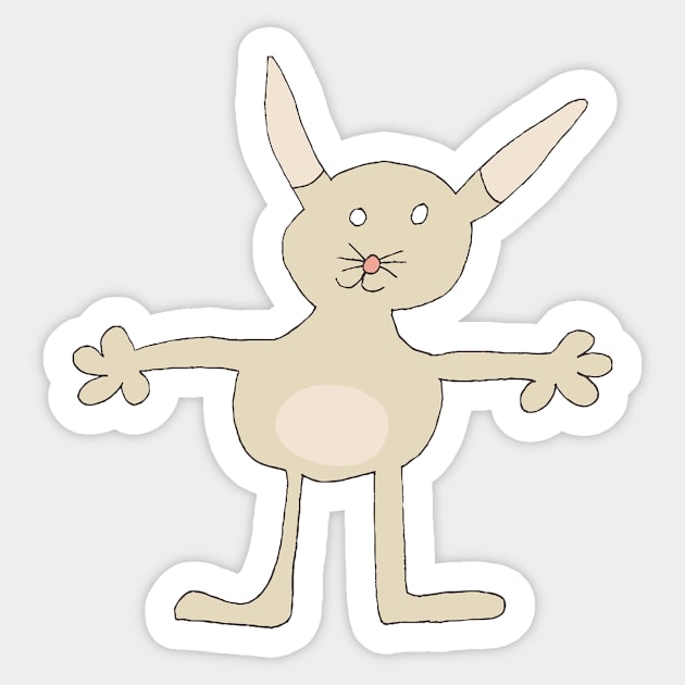 hand drawn bunny friends – sand on light gray - seamless repeat pattern Sticker by colorofmagic